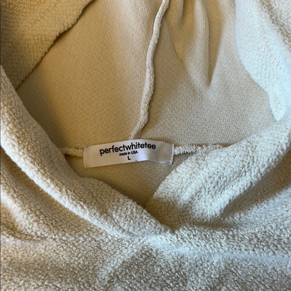 Perfectwhitetee Inside Out fleece hooded sweatshirt - sugar size L EUC